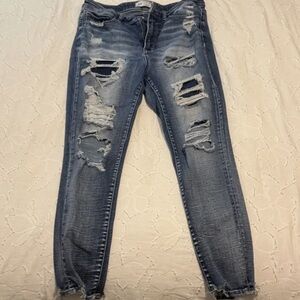 Distressed Blue Jeans